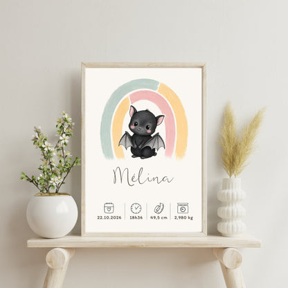 Affiche chauve-souris personnalisée – Animal totem, fichier numérique