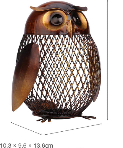 Tirelire Chouette en Métal Ajouré – Décoration & Rangement Monnaie