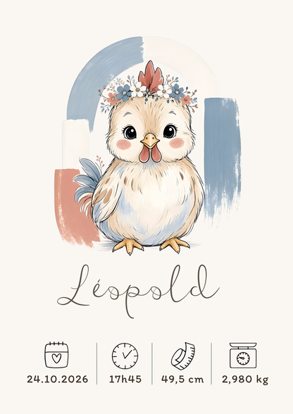 Affiche coq personnalisée – Animal totem