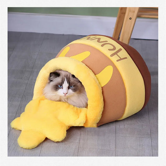 Lit pour chat pot de miel – Panier douillet en forme de pot de miel