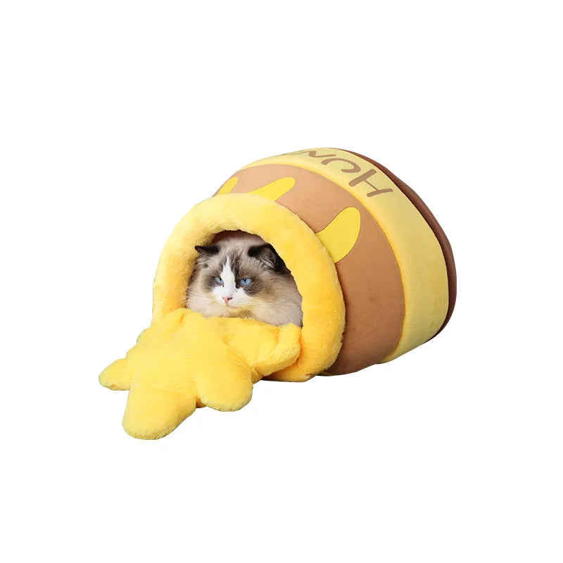 Lit pour chat pot de miel – Panier douillet en forme de pot de miel