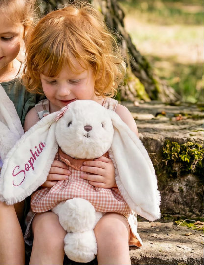Peluche Lapin Personnalisable – Prénom brodé à la machine