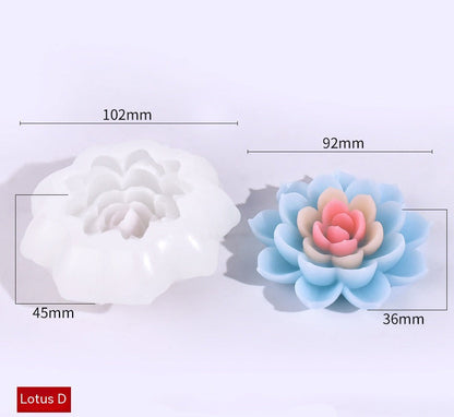 moule en silicone - fleur de lotus - 9,2 cm x 3,6 cm