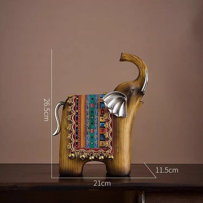 Figurine éléphant résine imitation bois grand format – 26×11×42 cm, texture bois chaleureux, sculpture luxe