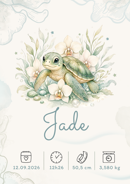 Affiche de naissance Jade personnalisée – Fichier numérique