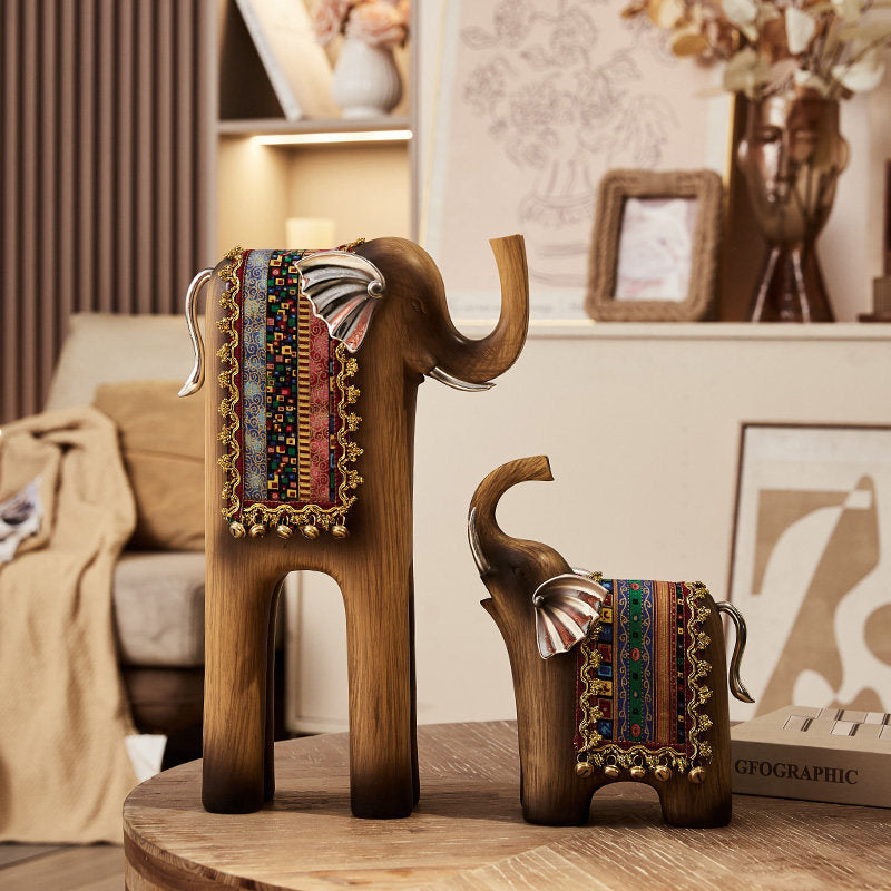 Figurine éléphant rétro luxe mise en situation intérieur – décoration salon entrée, cadeau artistique original