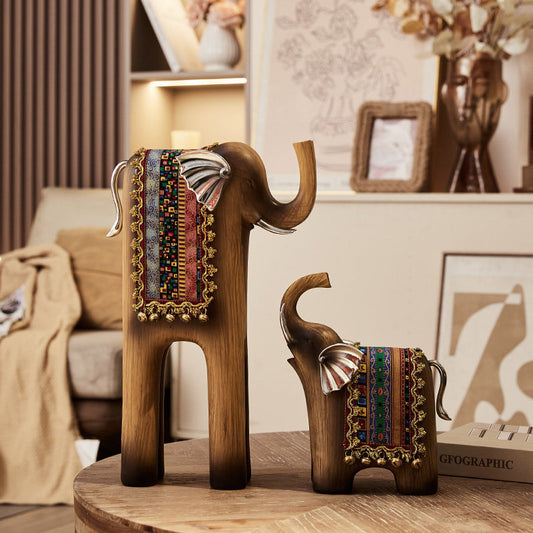 Figurine éléphant rétro luxe mise en situation intérieur – décoration salon entrée, cadeau artistique original