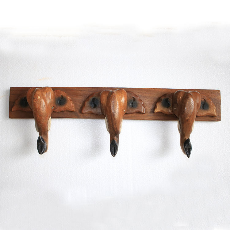 Porte-manteau mural bois modèle trois éléphants – grande capacité, décoration couloir salon chambre