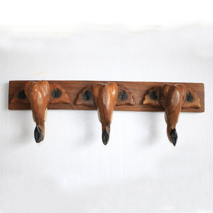 Porte-manteau mural bois modèle trois éléphants – grande capacité, décoration couloir salon chambre