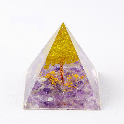 Pyramide orgonite arbre de vie – améthyste violette pâle, tons lavande