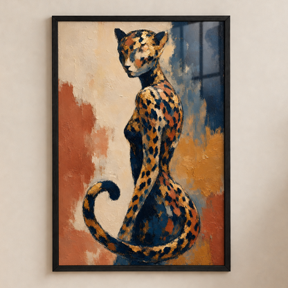 Femme-léopard dans le cadre noir
