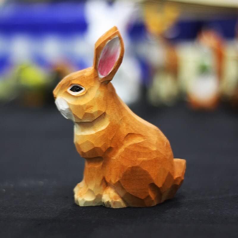 Lapin Marron en Bois de Tilleul – Figurine Facette Artisanale Fait Main