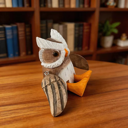 Hibou en bois articulé : figurine symbole de sagesse et de sérénité