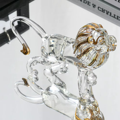 Statuette Lion en Cristal Artificiel – Sculpture Transparente Fait Main