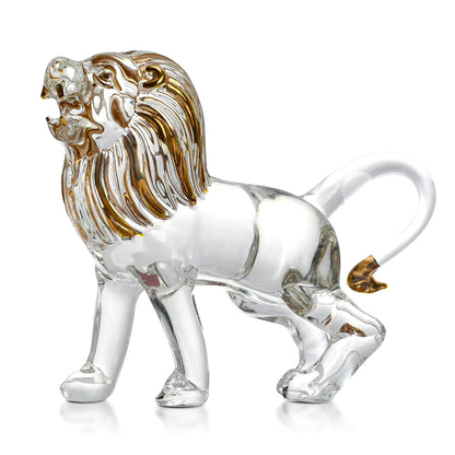 Statuette Lion en Cristal Artificiel – Sculpture Transparente Fait Main