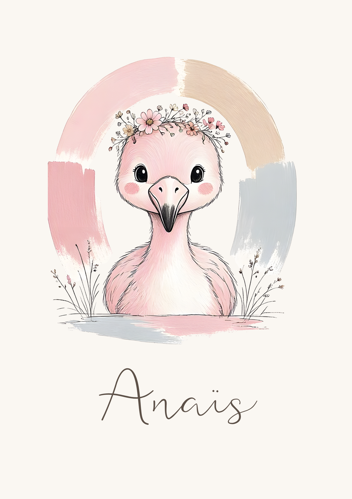Affiche flamant rose personnalisée sans cadre – Animal totem