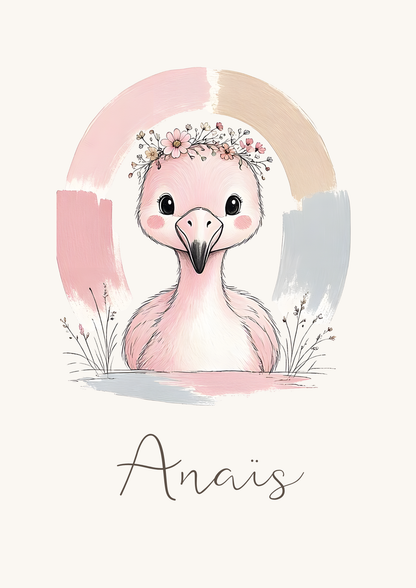 Affiche flamant rose personnalisée sans cadre – Animal totem
