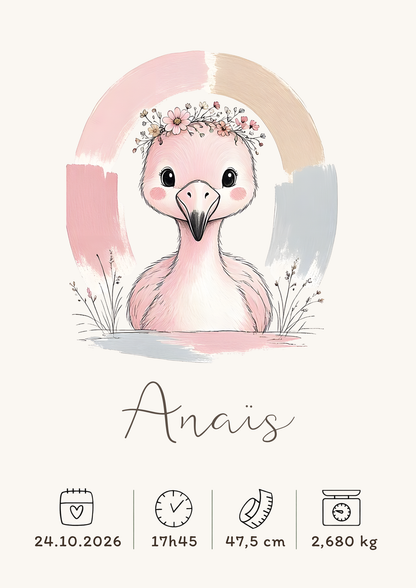 Affiche flamant rose personnalisée sans cadre – Animal totem