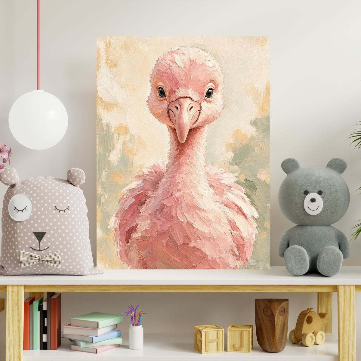 Poster bébé flamant rose – affiche sans cadre pour chambre d’enfant