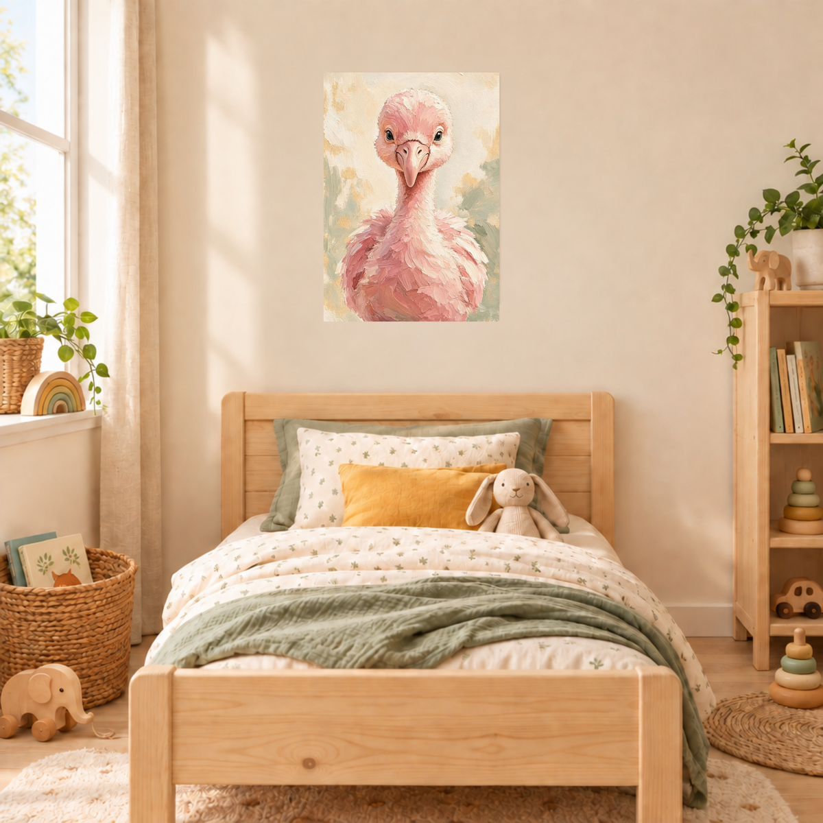 Poster bébé flamant rose – affiche sans cadre pour chambre d’enfant
