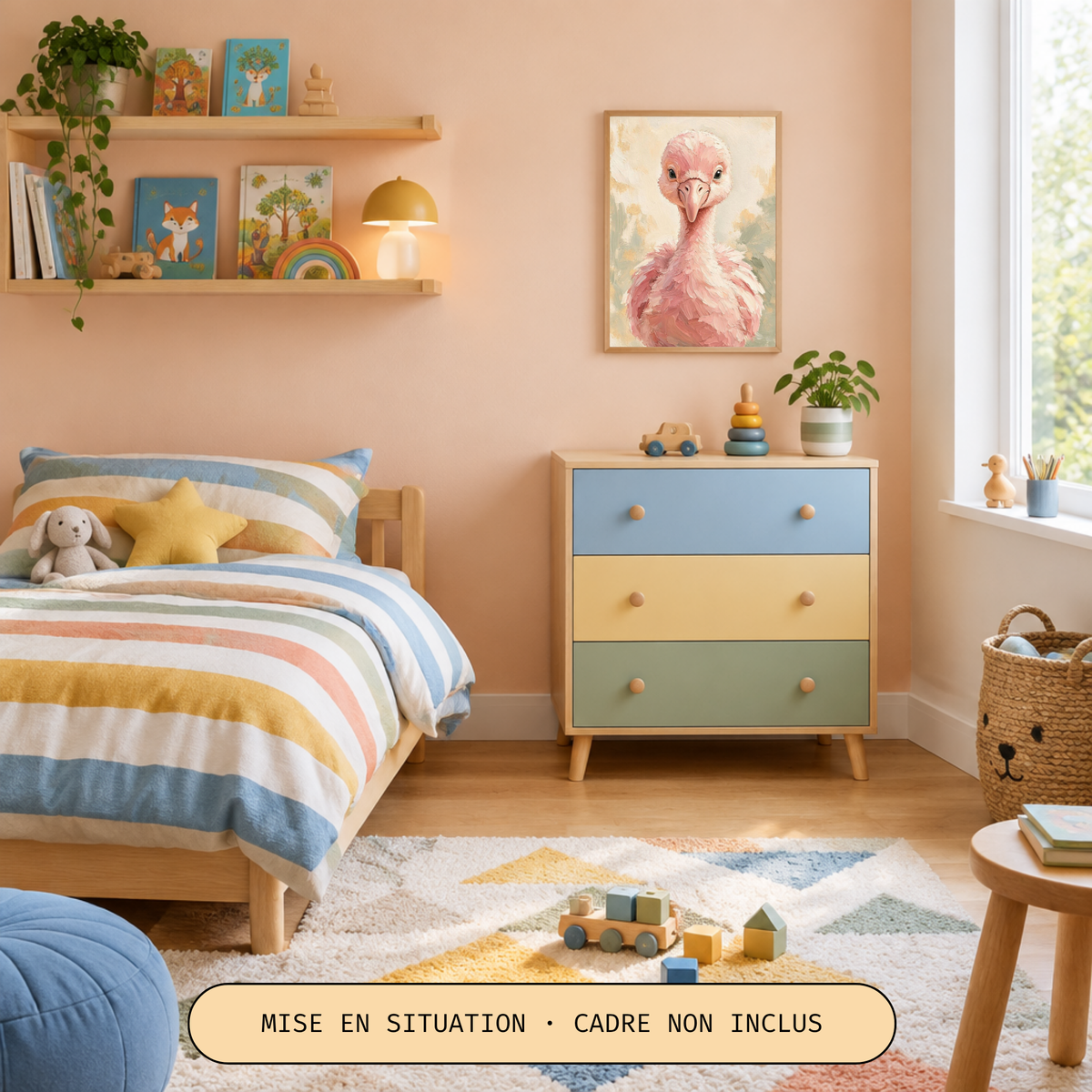 Poster bébé flamant rose – affiche sans cadre pour chambre d’enfant
