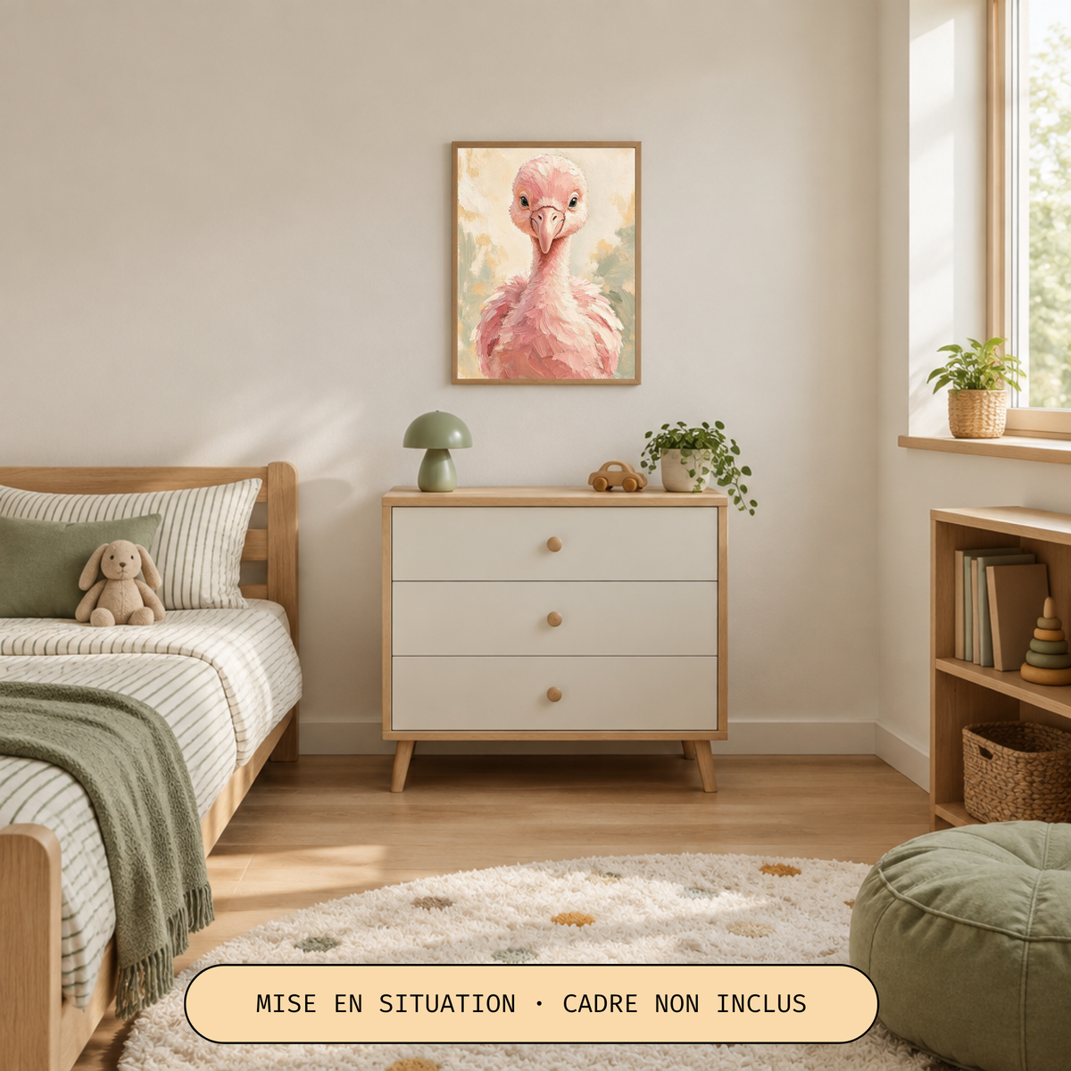 Poster bébé flamant rose – affiche sans cadre pour chambre d’enfant