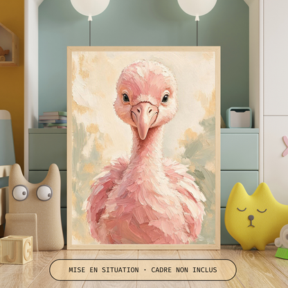 Poster bébé flamant rose – affiche sans cadre pour chambre d’enfant