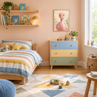 Affiche bébé flamant rose encadrée – prête à accrocher