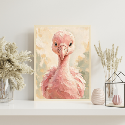 Affiche bébé flamant rose encadrée – prête à accrocher