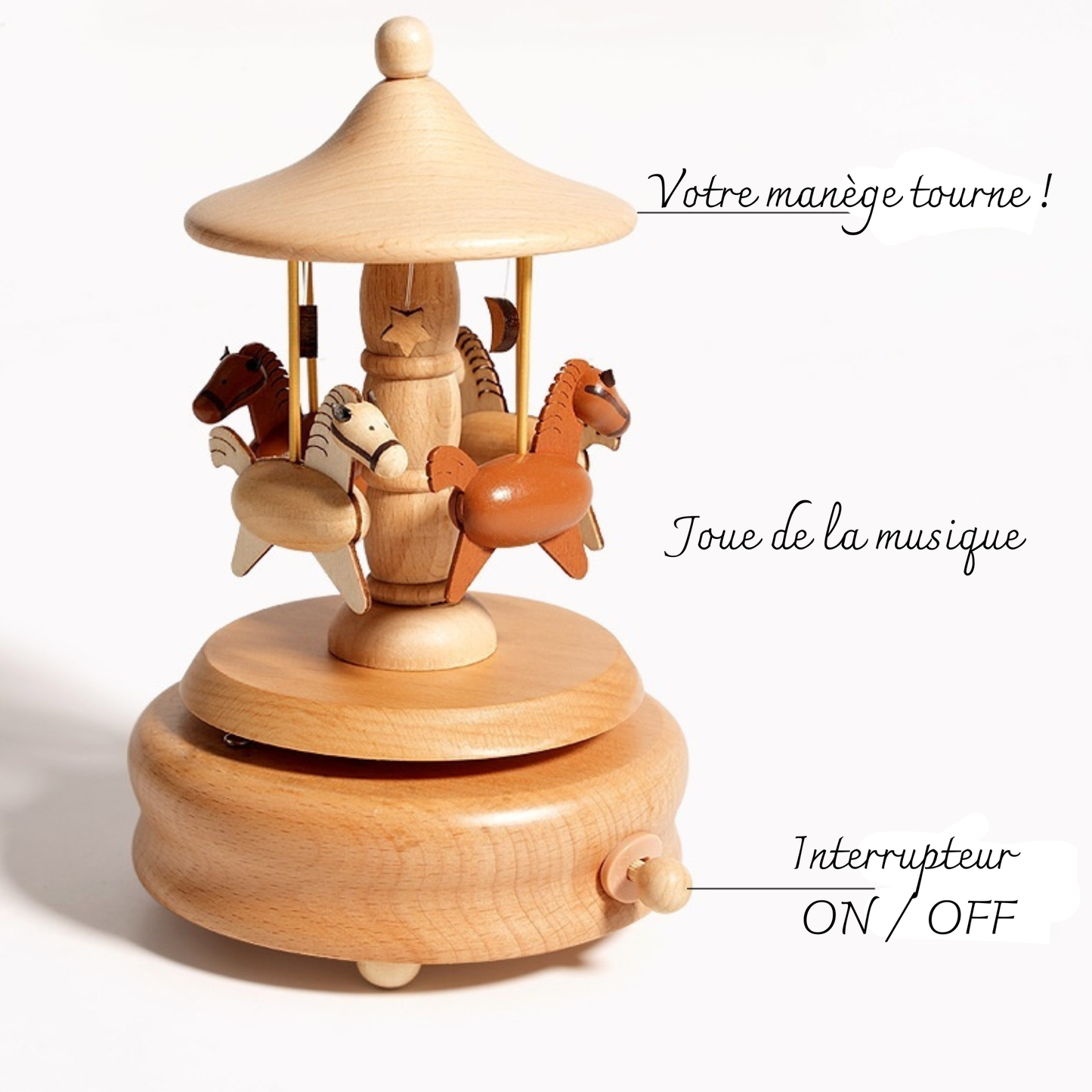Boîte à musique en bois personnalisée - Carrousel d'enfance