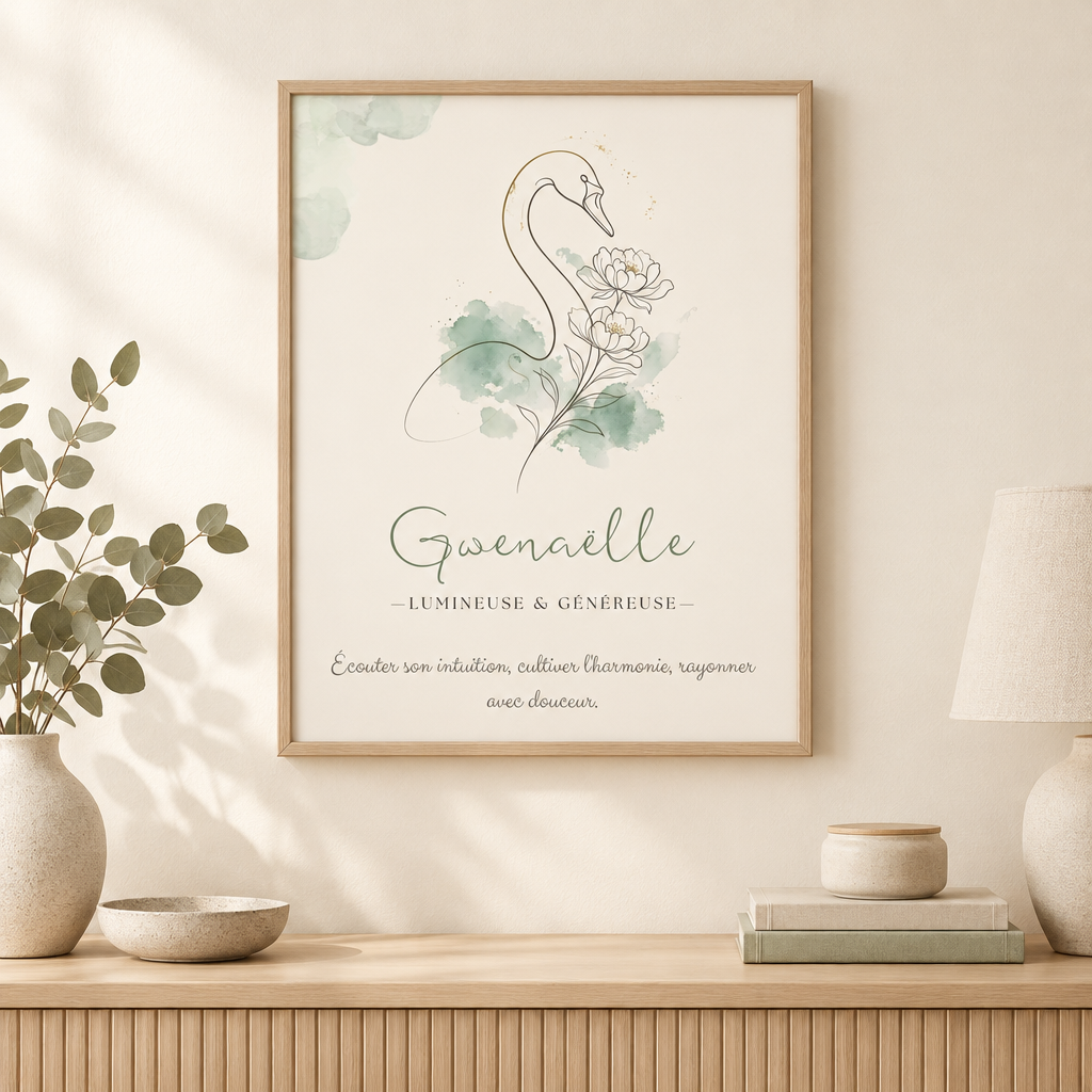 Affiche symbolique du prénom Gwenaëlle – Les trois versions