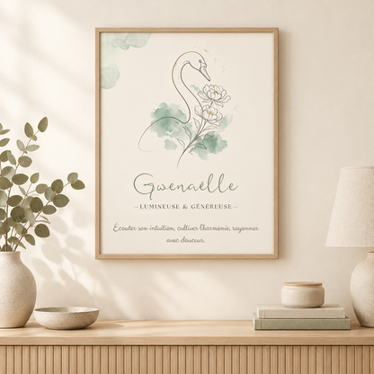 Affiche symbolique du prénom Gwenaëlle – Les trois versions