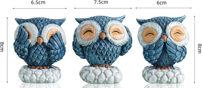 Set de 3 Chouettes en Résine – Statuettes Décoratives Mignonnes