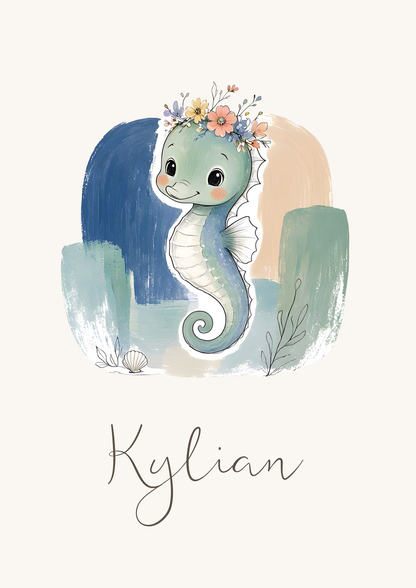 Affiche hippocampe personnalisée – Animal totem
