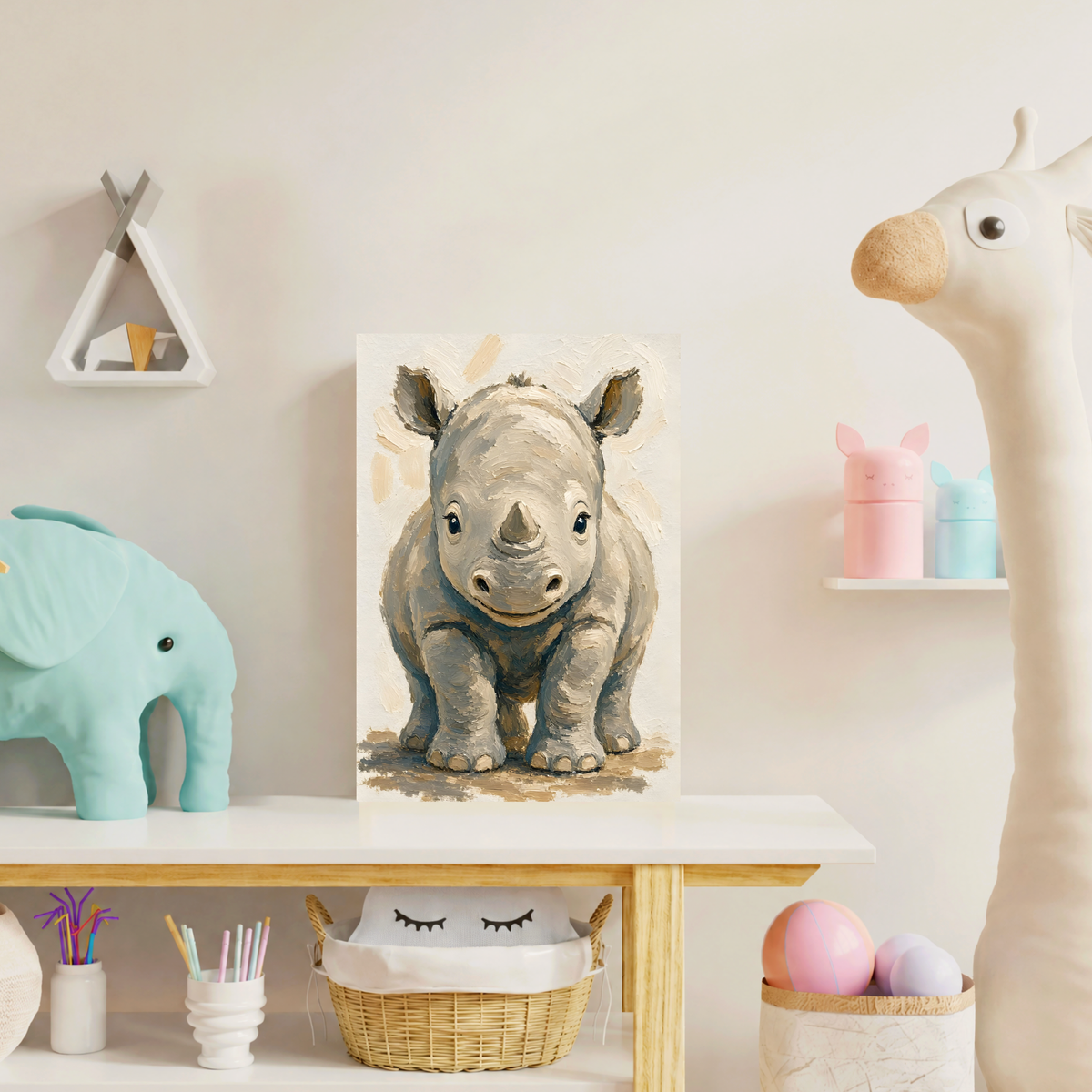 Poster bébé rhinocéros – affiche chambre d'enfant sans cadre