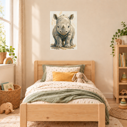 Poster bébé rhinocéros – affiche chambre d'enfant sans cadre