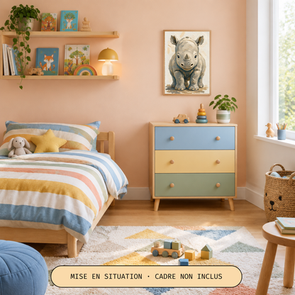 Poster bébé rhinocéros – affiche chambre d'enfant sans cadre