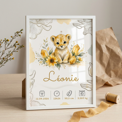 Léonie dans un cadre blanc en présentation cadeau