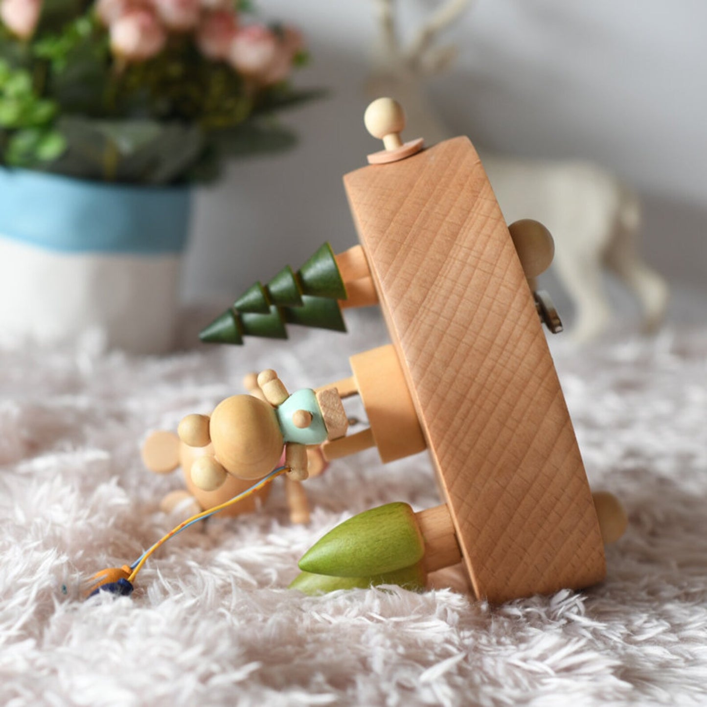 Boîte à musique en bois personnalisée - la balançoire des oursons