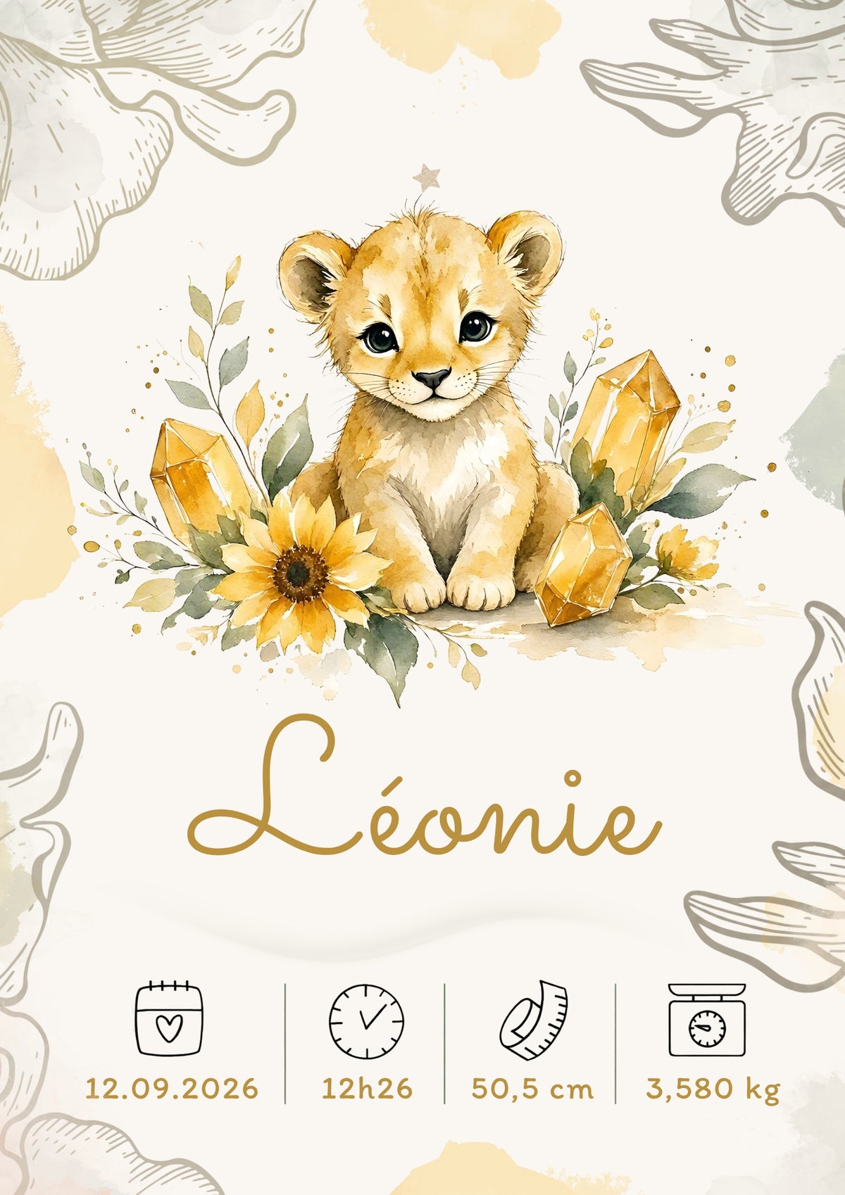 Affiche de naissance Léonie personnalisée