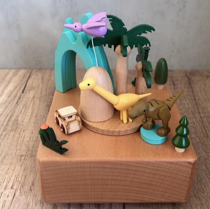 Boîte à musique en bois personnalisée - Au royaume des dinosaures