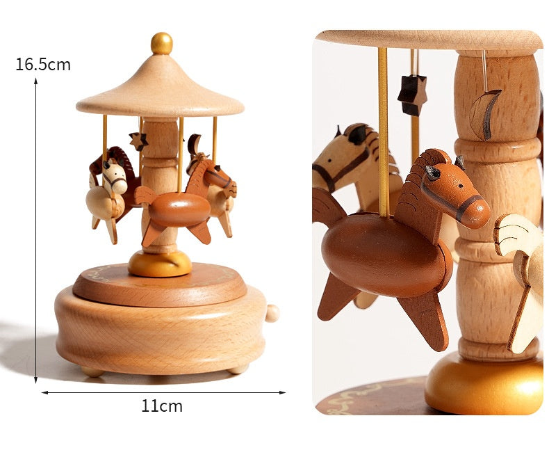 Boîte à musique en bois personnalisée - Carrousel d'enfance