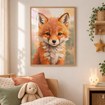 Affiche bébé renard encadrée – chambre d'enfant prête à accrocher