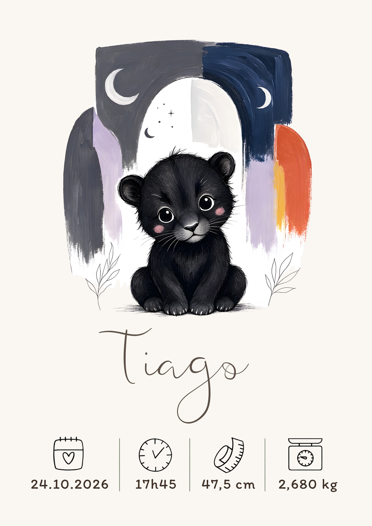Affiche panthère noire personnalisée – Animal totem, fichier numérique