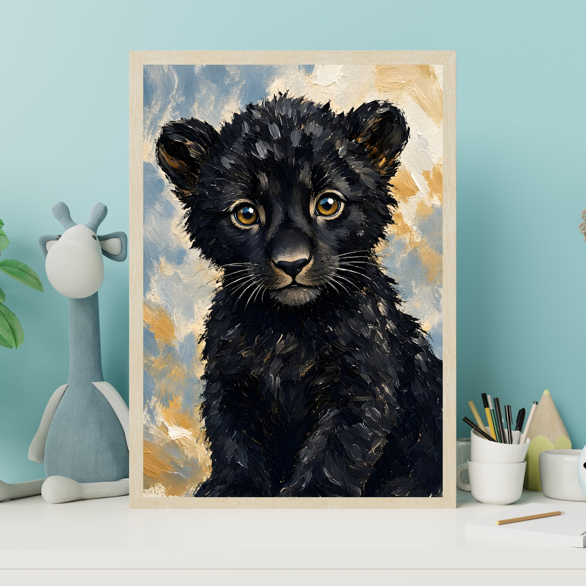 Affiche bébé panthère noire encadrée – prête à accrocher