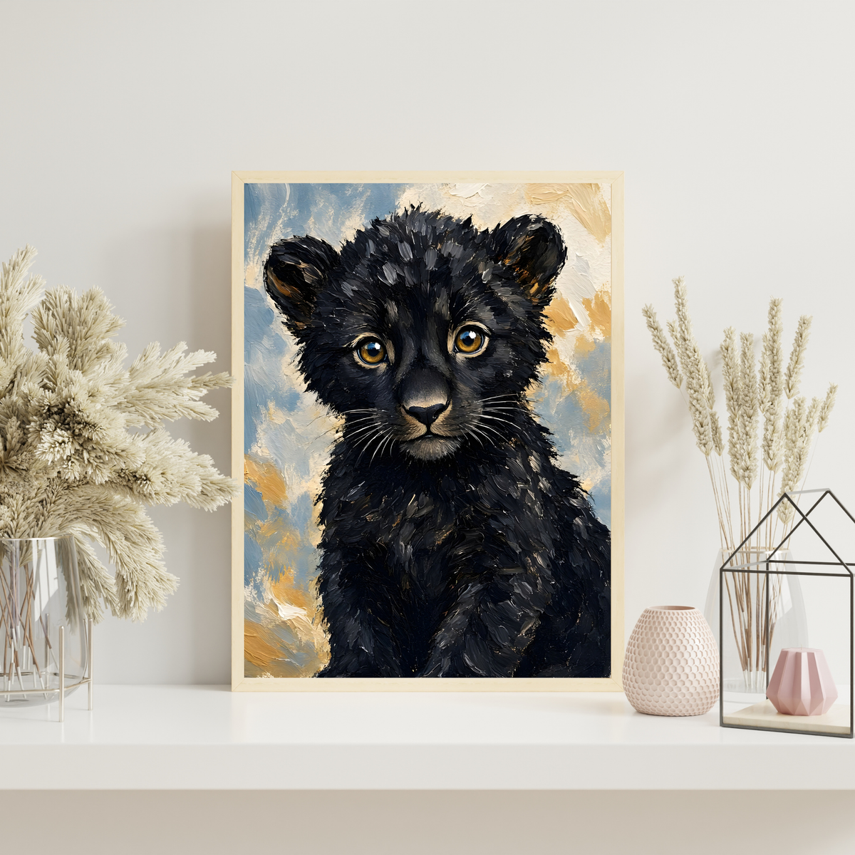 Affiche bébé panthère noire encadrée – prête à accrocher