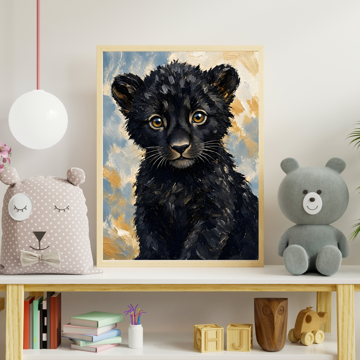 Affiche bébé panthère noire encadrée – prête à accrocher