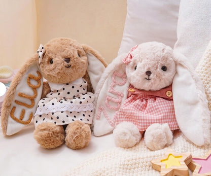 Peluche Lapin Personnalisable – Prénom brodé en 3D