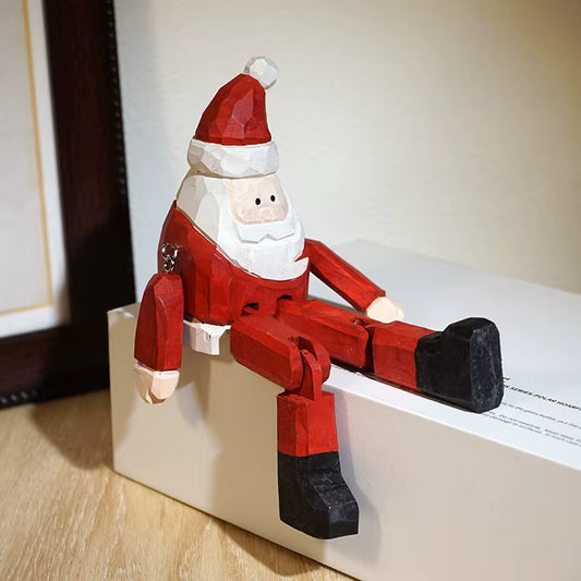 Père Noël en bois – figurine traditionnelle articulée