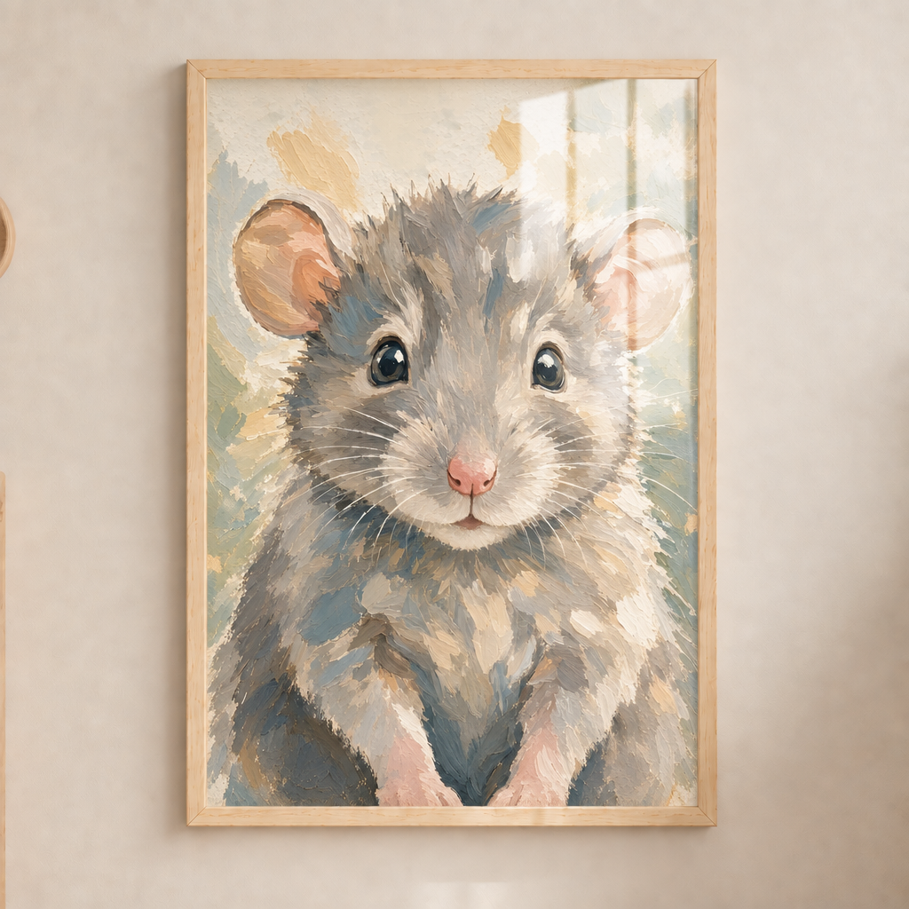 Petit rat encadré sous plexiglas